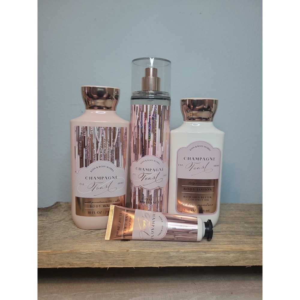 Bath & Body Works Champagne Toast Body Wash Lotion Fragrance Mist Hand Cream Set